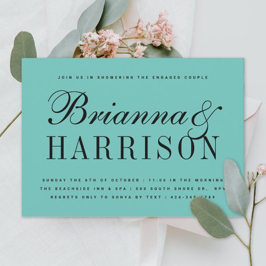 Invitation Robin's Oeuf Blue Couples Noms Wedding shower