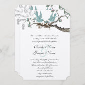Invitation Robins vintage Mariage bleu oeuf (Devant / Derrière)