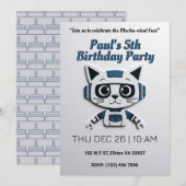 Invitation Robo Chat Anniversaire Feline Fun (Devant / Derrière)