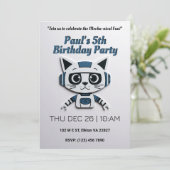 Invitation Robo Chat Anniversaire Feline Fun (Debout devant)