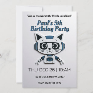 Invitation Robo Chat Anniversaire Feline Fun