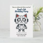 Invitation Robo Chat Anniversaire Feline Fun (Debout devant)
