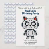 Invitation Robo Chat Anniversaire Feline Fun (Devant / Derrière)