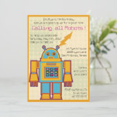 Invitation Robot-anniversaire de enfant rétro -2 (Debout devant)