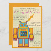 Invitation Robot-anniversaire de enfant rétro -2 (Devant / Derrière)
