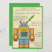 Invitation Robot-anniversaire de enfant rétro -3 (Devant / Derrière)