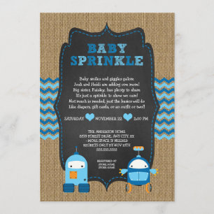 Invitation ROBOT BOY baby sprinkboard / burlap chalkboard RUS