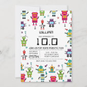 Invitation Robot coloré mignon Robots enfants fête d'annivers (Devant)
