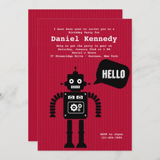 Invitation Robot conviviale (Devant / Derrière)