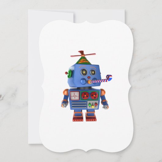 Invitation Robot de fête d'anniversaire bleu (Devant)