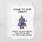Invitation Robot de fête d'anniversaire bleu (Dos)