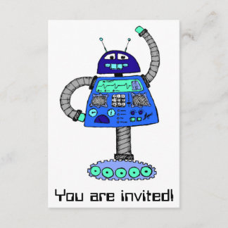 Invitation Robot de Frankie : Bleu sur le blanc
