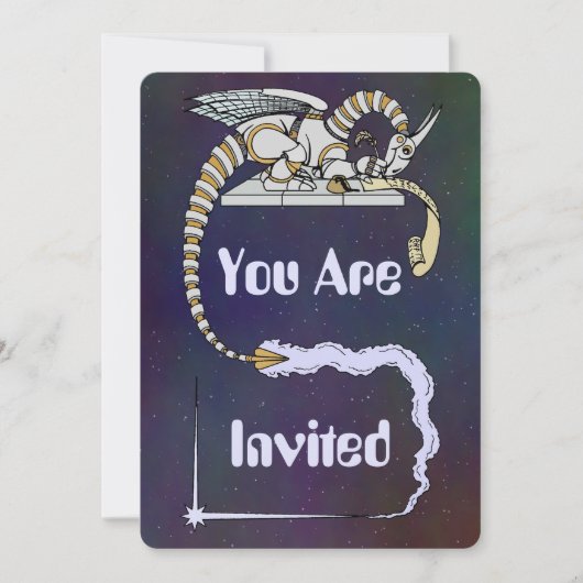 Invitation Robot Dragon Ecriture dans Scroll (Devant)