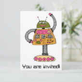 Invitation Robot Frankie, orange sur blanc (Debout devant)