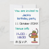 Invitation Robot Frankie, orange sur blanc (Dos)