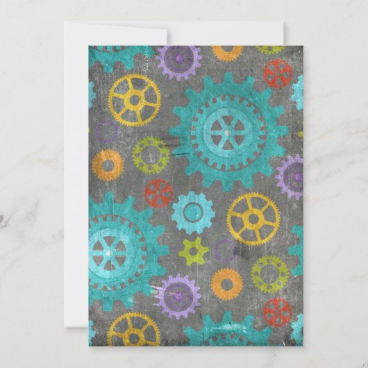 Invitation Robot Genius Gears Tools Chalkboard Anniversaire (Dos)