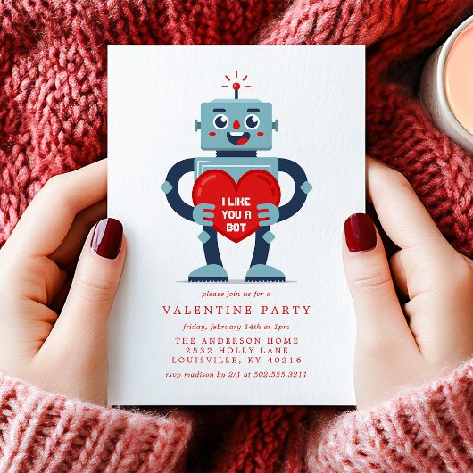 Invitation Robot Heart Cute Fête de la Saint-Valentin