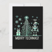 Invitation Robot IA avec arbre de Noël Tech - Joyeux Techmas (Devant)