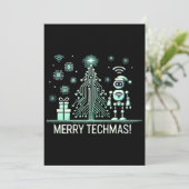 Invitation Robot IA avec arbre de Noël Tech - Joyeux Techmas (Debout devant)