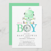 Invitation Robot mignon C'est un Baby shower garçon (Devant / Derrière)