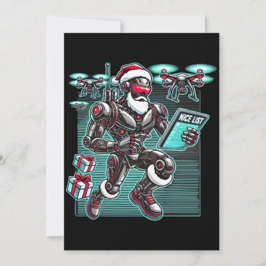 Invitation Robot Père Noël alimenté par l'IA avec des drones  (Devant)