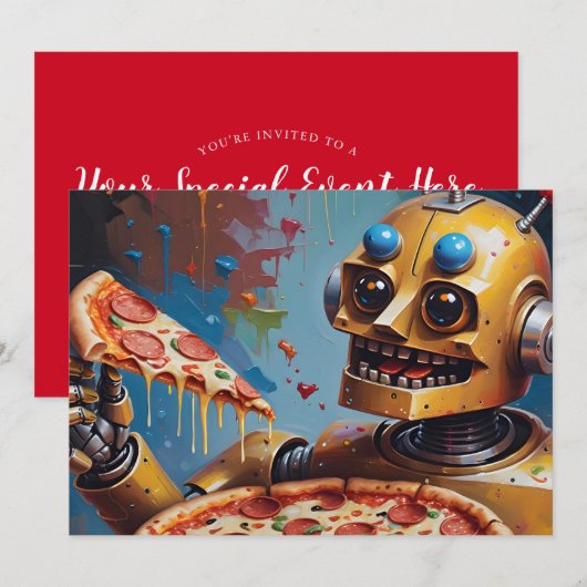 Invitation robot pizza (Devant / Derrière)