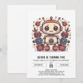 Invitation Robot sur mesure petit garçon Anniversaire (Devant / Derrière)