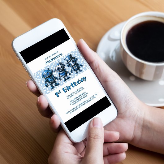 Invitation Robot Thème 1er Anniversaire