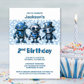 Invitation Robot Thème 2ème anniversaire