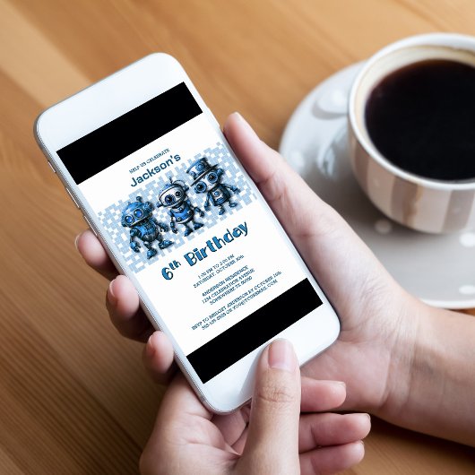 Invitation Robot Thème 6ème anniversaire fête