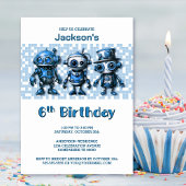 Invitation Robot Thème 6ème anniversaire fête