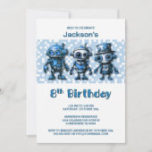 Invitation Robot Thème 8ème anniversaire fête (Devant)