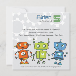 Invitation Robots colorés modernes garçons Robot fête d'anniv