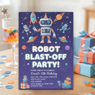 Invitation Robots dans l'espace 12e fête d'anniversaire