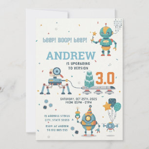 Invitation Robots de science personnels pour anniversaire