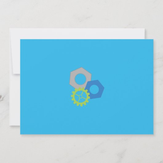 Invitation Robots et boulons Anniversaire bleu et vert (Dos)