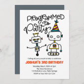 Invitation Robots, programmés pour la fête (Devant / Derrière)