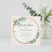 Invitation Robuste Botanique Rustique Papillons Gold Bridal (Debout devant)