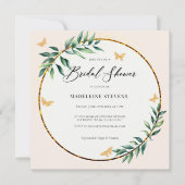 Invitation Robuste Botanique Rustique Papillons Gold Bridal (Devant)