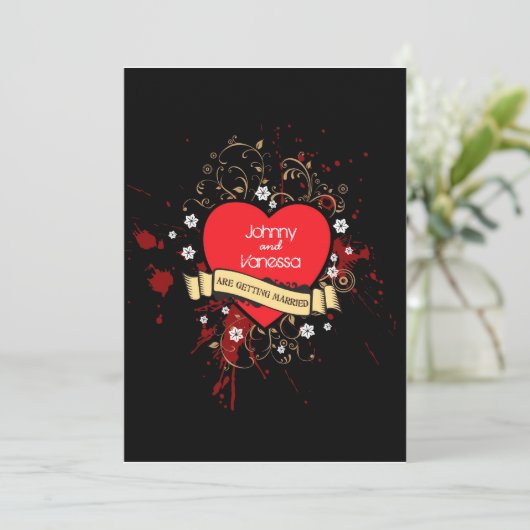 Invitation Rocher et rouler Grungy Coeur (Brown) (Debout devant)