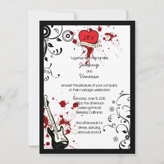 Invitation Rocher et rouler Grungy Coeur (Brown) (Dos)