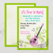 Invitation Rocher star girly électrique guitare anniversaire (Devant / Derrière)