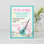 Invitation Rocher star girly électrique guitare anniversaire (Debout devant)