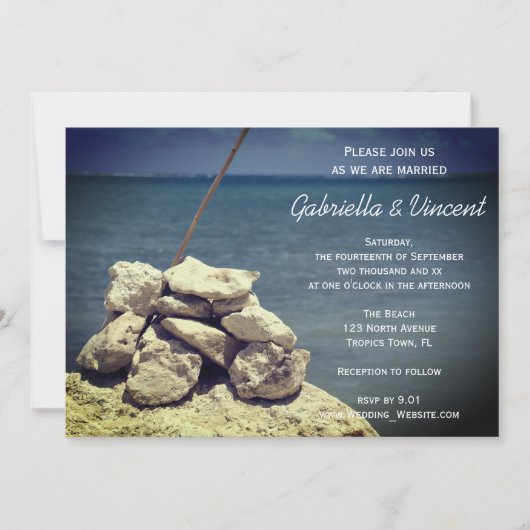 Invitation Rochers sur la plage Mariage (Devant)