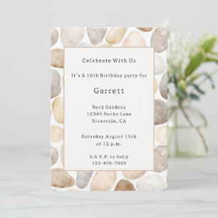 Invitation Roches Brunes Crème Anniversaire