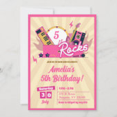 Invitation Roches roses fille d'anniversaire (Devant)