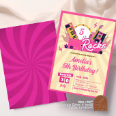 Invitation Roches roses fille d'anniversaire