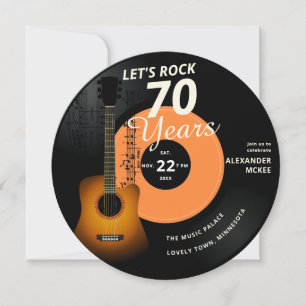 Invitation Rock 70 ans Guitare Vintage record Anniversaire