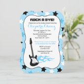 Invitation Rock a Bye Blue Rock Star Guitare Baby shower (Debout devant)