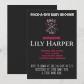 Invitation Rock a Bye Guitare Rock Star Baby shower (Devant / Derrière)